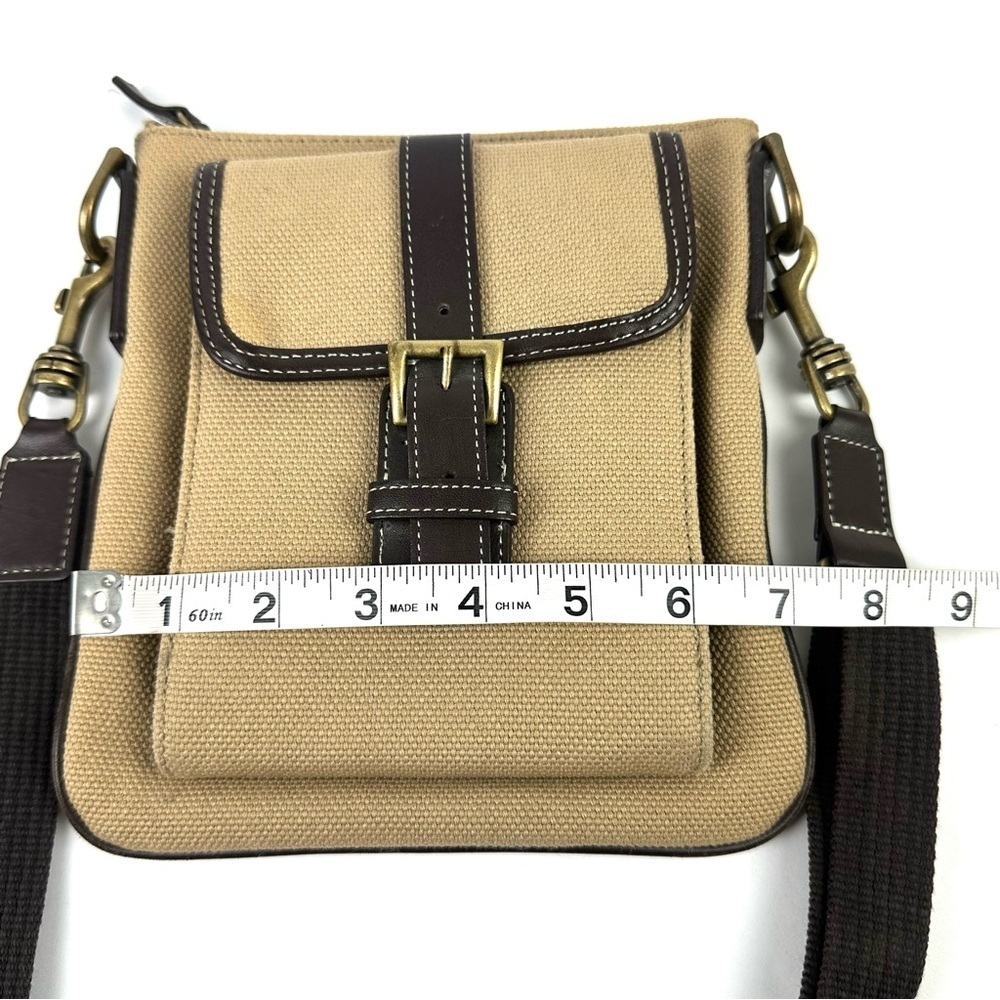 Eddie Bauer Crossbody Bag Canvas Leather Trim Tan Brown Vintage‎ Handbag Travel - Picture 8 of 10